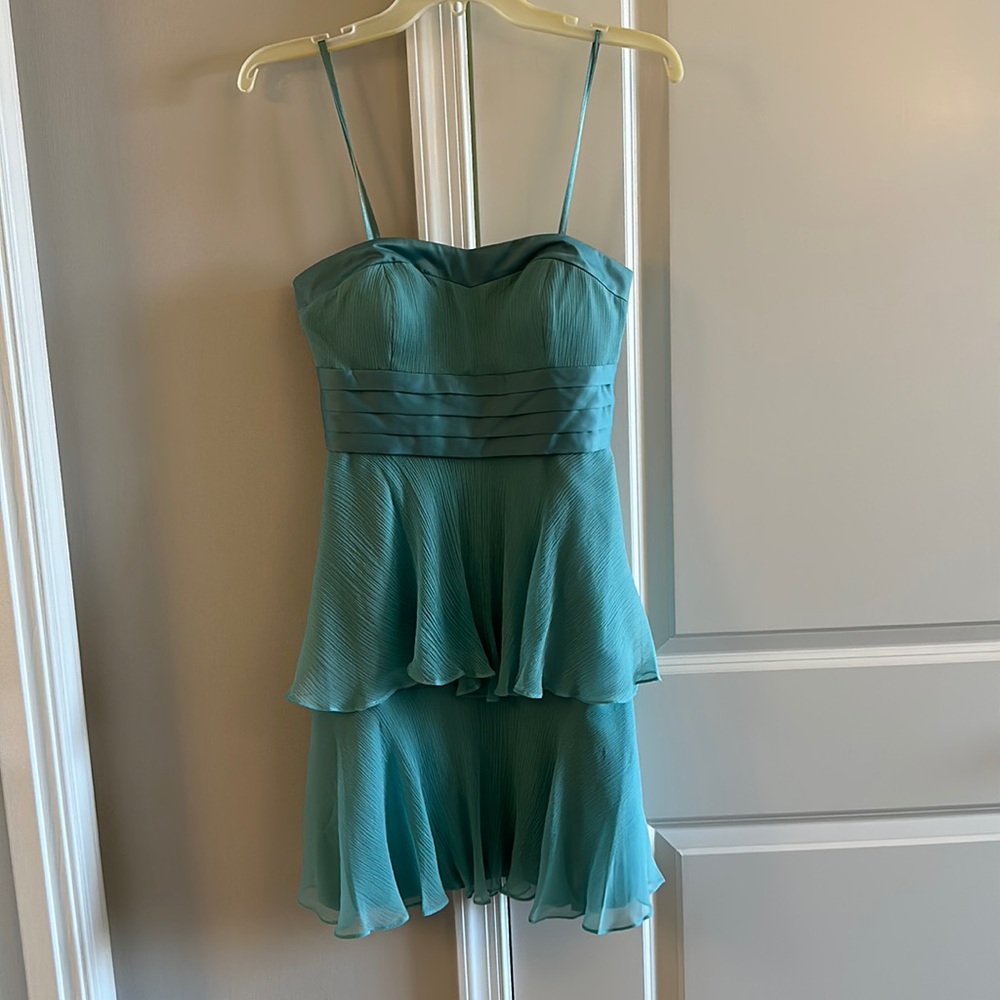 Gorgeous seafoam green ruffled chiffon dress